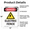 Signmission Electric Fence Danger Sign, Vinyl Decal, 12in W x 18in L, 2PK OS-2PACK-DS-D-1218-V-2212 - alternate 2